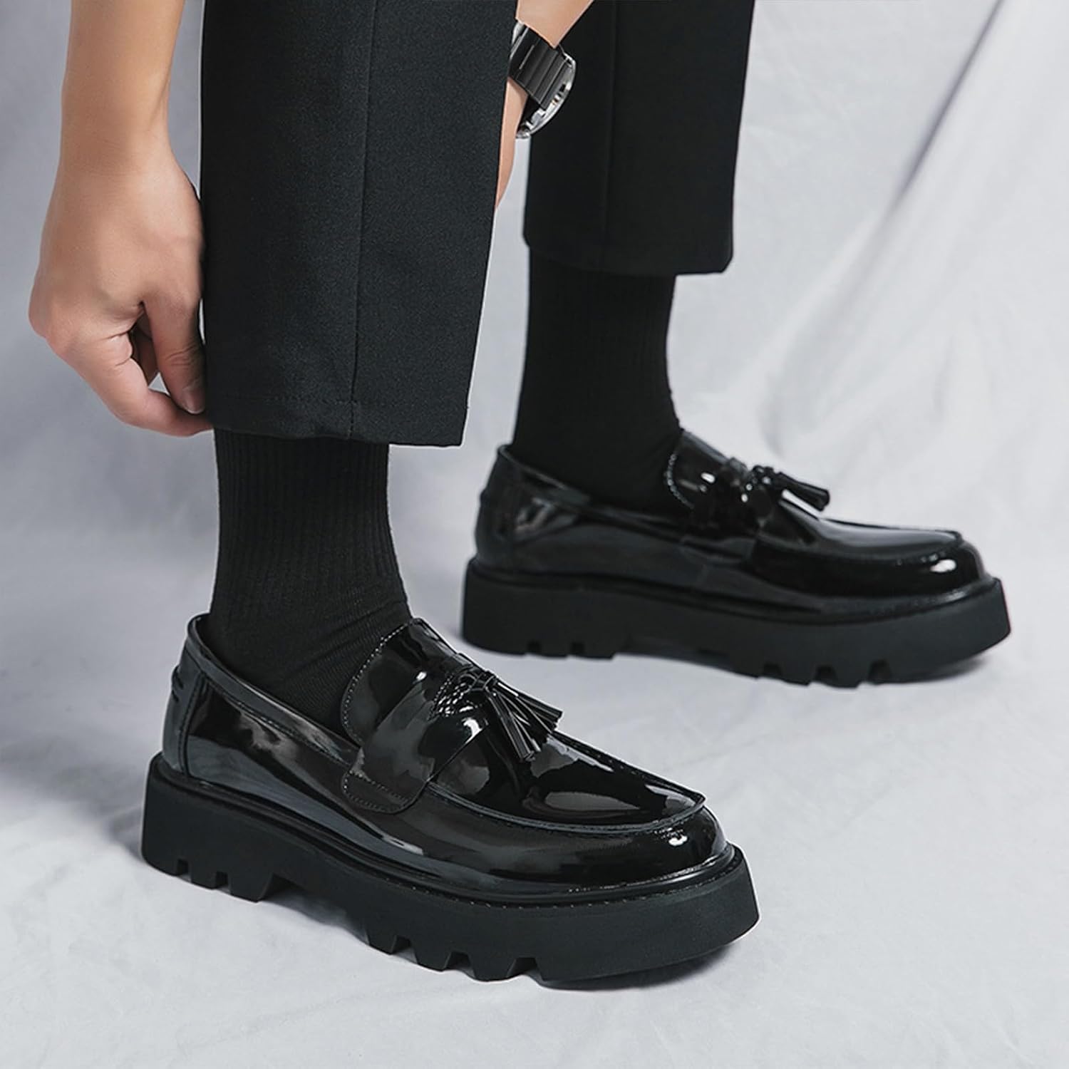 Men's Patent Leather Tassel Loafers - Image 2